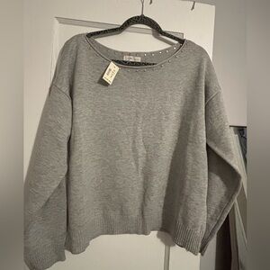 Aeropostale Light Gray Crewneck Sweater with Stud Trim